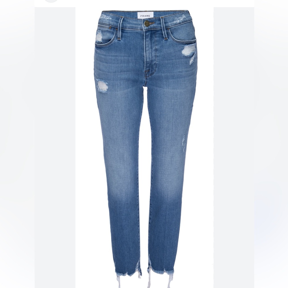 Frame - Le High Straight in Laskey Rips, Sz 25